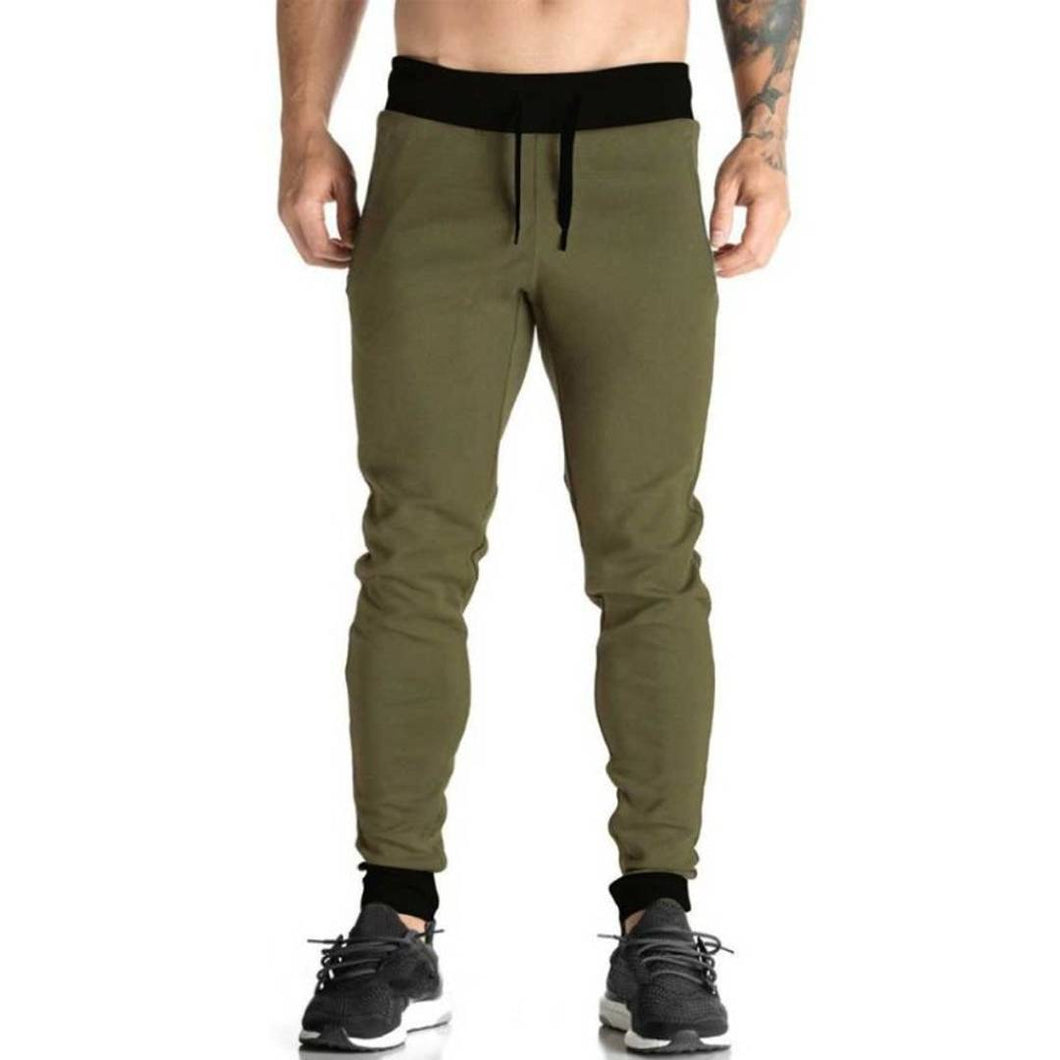 Stunning Green Cotton Loop Knit Solid Cuff And Belt Zipper Track Pant For Men - Quality Hare