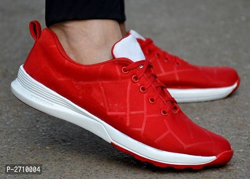 Men's Red Self Design Sports Jogging Shoes - Quality Hare