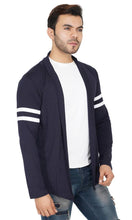 Load image into Gallery viewer, Stylish Nave and White stripe Full Sleeves Shrug For Men
