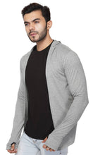 Load image into Gallery viewer, Stylish Full Sleeve Hooded Grey Shrug For Men
