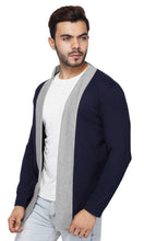 Load image into Gallery viewer, Stylish Full Sleeve Blue &amp; Grey Shrug For Men
