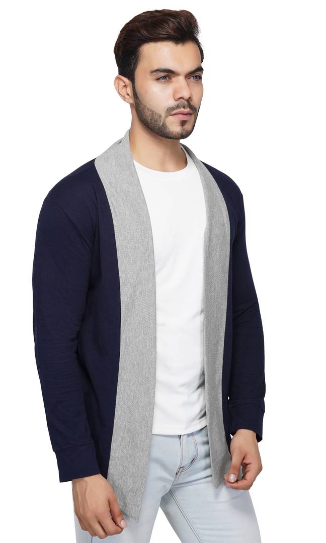 Stylish Full Sleeve Blue & Grey Shrug For Men
