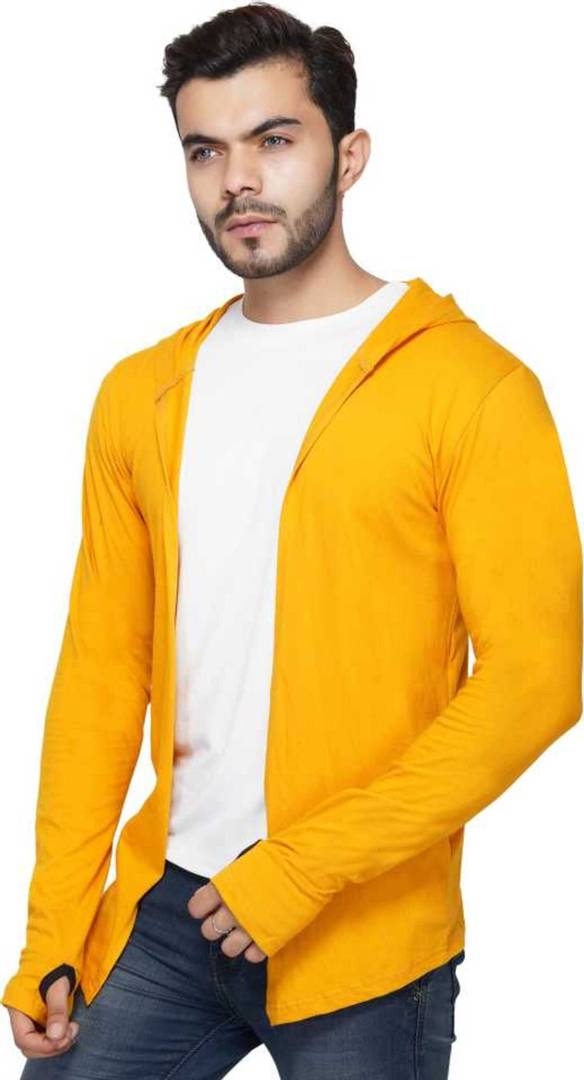 Stylish Straight Full Sleeve Yellow Shrug For Men
