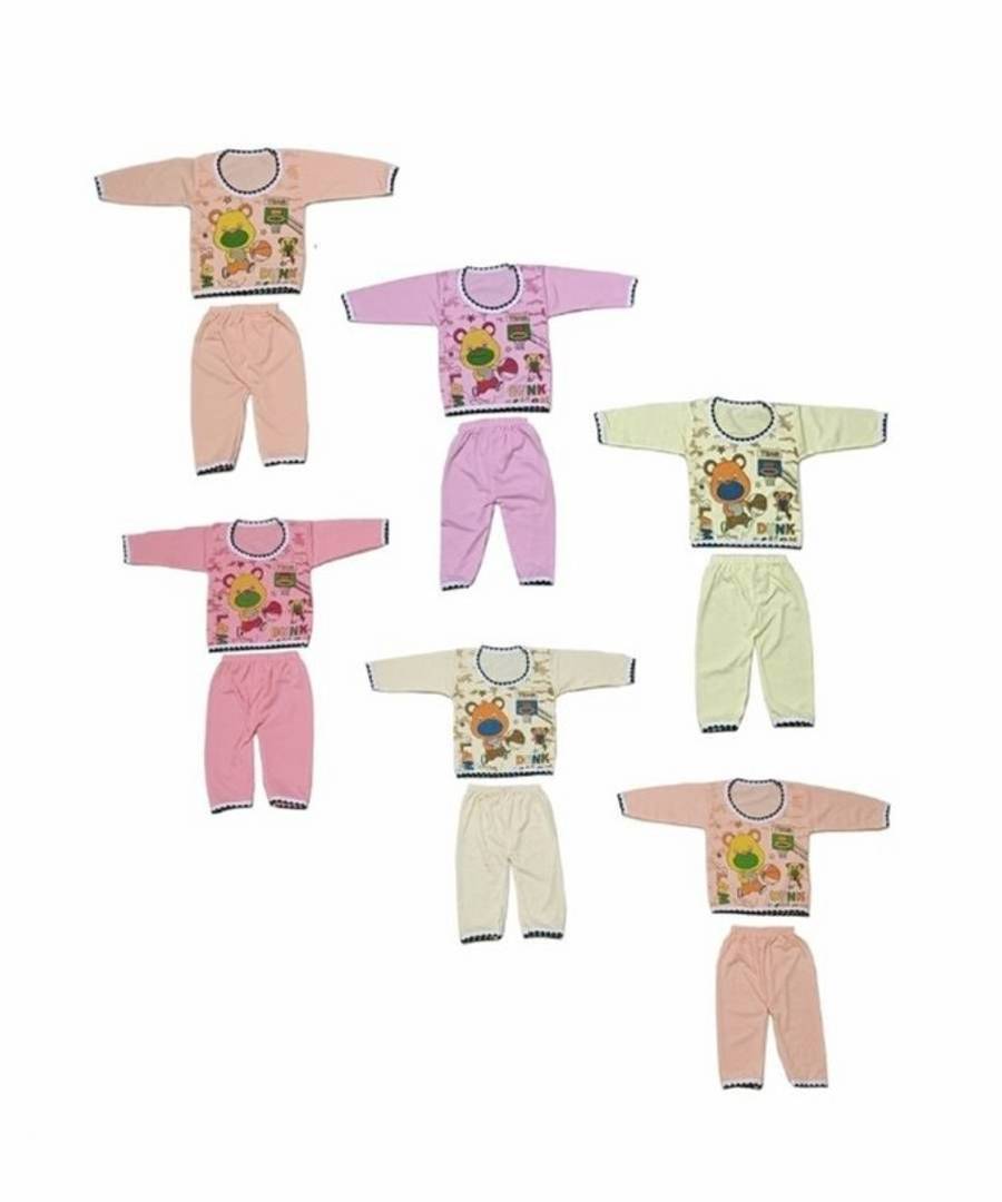 ITC New Born Baby Boys  Girls Clothes Dress Soft Hosiery Cotton Blend Unisex T-Shirt and Shorts Pack of 6 T-Shirt + 6 Pajami Multi Colored | Size 0 Months Up to 12 Months PACK OF 06