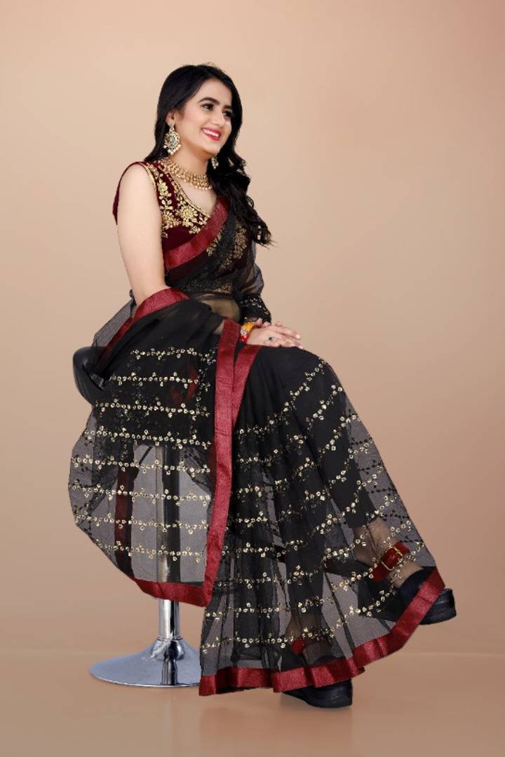 Beautiful Net Saree with Blouse piece