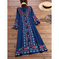 Load image into Gallery viewer, Women Vintage Floral Print V-Neck Puff Sleeve Dress - Quality Hare

