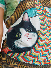 Load image into Gallery viewer, Cartoon Cat Girl Print O-neck Short Sleeve Casual T-shirt For Women
