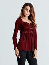 Load image into Gallery viewer, Women Low Cut V-Neck Lace Patchwork Shirts
