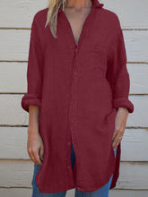 Load image into Gallery viewer, Solid Color V-neck Long Sleeve Split Hem Blouse For Women
