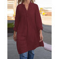 Load image into Gallery viewer, Casual Solid Color V-neck Long Sleeve Pocket Blouse For Women
