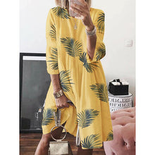 Load image into Gallery viewer, Women Floral Plant Print Long Sleeve Beach Holiday Loose Dress - Quality Hare
