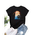 Load image into Gallery viewer, Women Cartoon Figure &amp; Animal Graphic Round Neck Casual Short Sleeve T-Shirts
