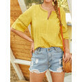Load image into Gallery viewer, Women Pleated Design V-Neck Solid Color Half Sleeve Casual Blouse
