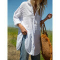 Load image into Gallery viewer, Solid Color V-neck Long Sleeve Split Hem Blouse For Women
