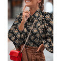 Load image into Gallery viewer, Women Vintage Floral Print Lantern Sleeve Button Up Lapel Casual Blouse
