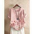 Load image into Gallery viewer, Vintage Floral Print O-neck Short Sleeve Button T-shirt For Women
