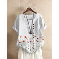 Load image into Gallery viewer, Vintage Floral Print O-neck Short Sleeve Button T-shirt For Women
