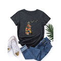 Load image into Gallery viewer, Women Cartoon Girl &amp; Cat Print O-Neck Short Sleeve Casual T-Shirts

