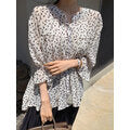 Load image into Gallery viewer, Bohemian Style Elastic Cuff Floral Printed V-Neck Leisure Blouse For Women

