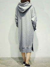 Load image into Gallery viewer, Casual Women Solid Color Long Sleeve Split Hem Pocket Hoodie Dress
